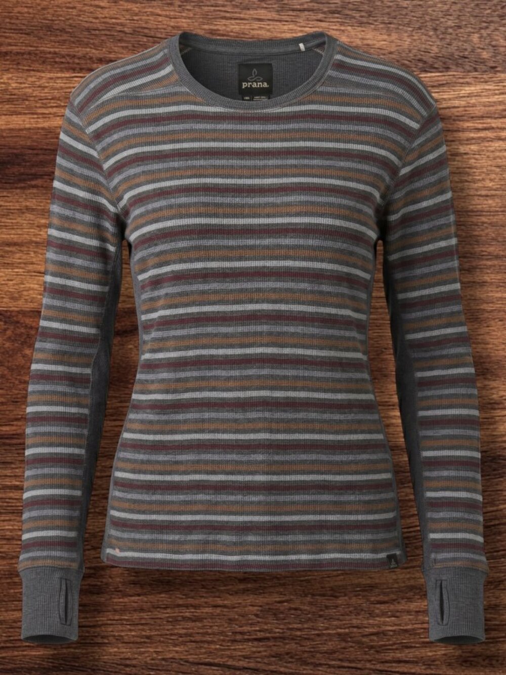 Prana Organic Cotton Striped Thermal Long Sleeve Shirt L